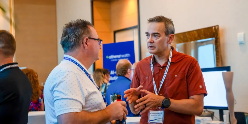 Vendors and practice owners connecting on the HPS Growth Summit exhibitor floor