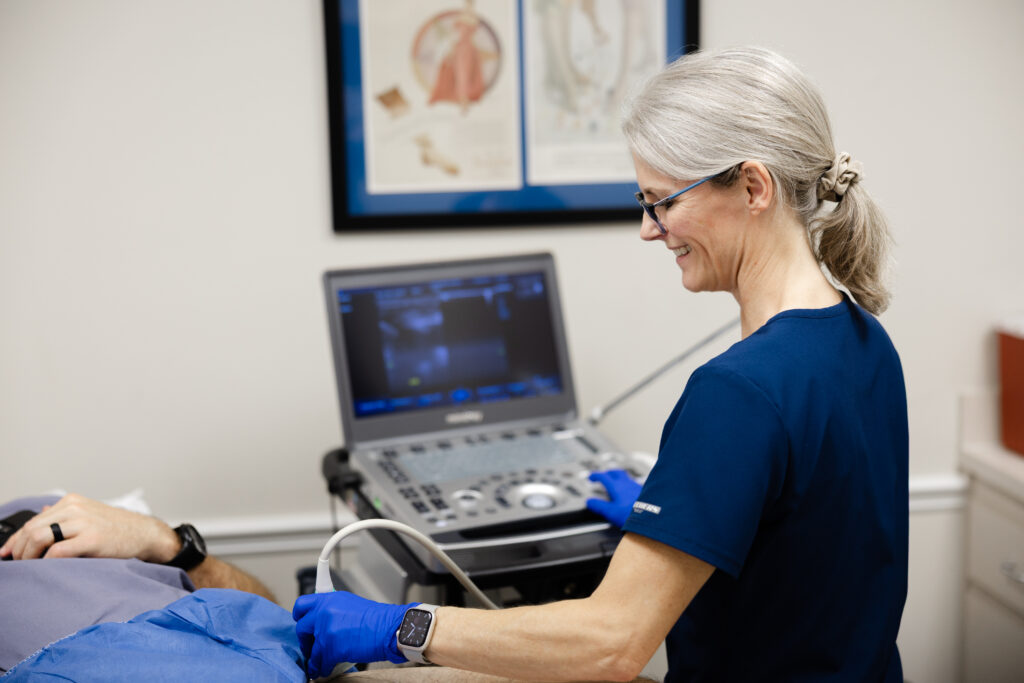 Ultrasound training within a vein practice