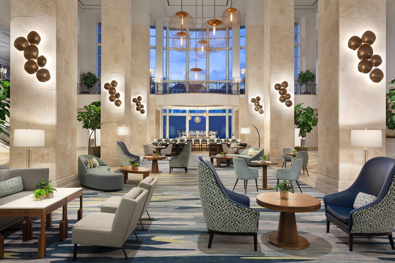 Marriott Great Room lobby Tampa waterfront hotel